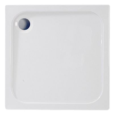 CORAM FLAT TOP WHITE STONE RESIN 900mm x 900mm x 50mm SQUARE SHOWER TRAY, YA90WHI